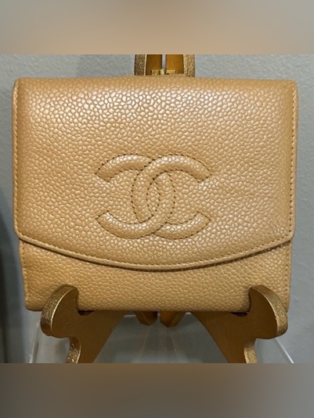 CHANEL Beige Leather Wallet